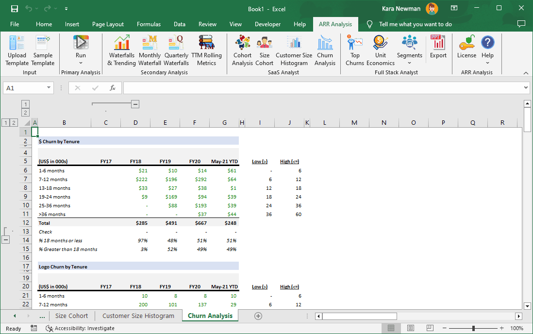 Excel, SaaS, Churn Analysis