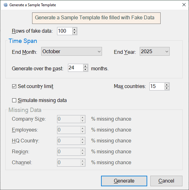 Generate Sample Template Dialog